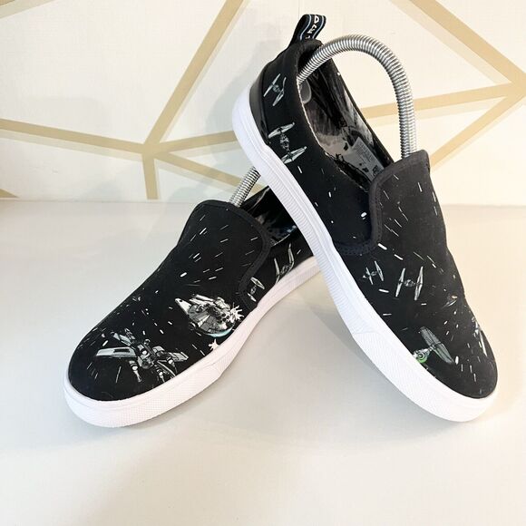 NEW STAR WARS x TOMS Trvl Lite Black Space Print Slip On Shoes Women's 9/Men's 7 - Picture 2 of 14